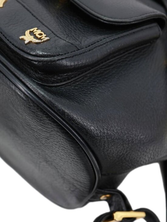 MCM  Logo Vintage Leather Drawstring Backpack Black main image 11